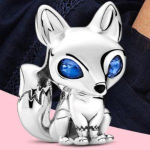 S925 Sterling Silver Beads Blue Eyed Fox Charm